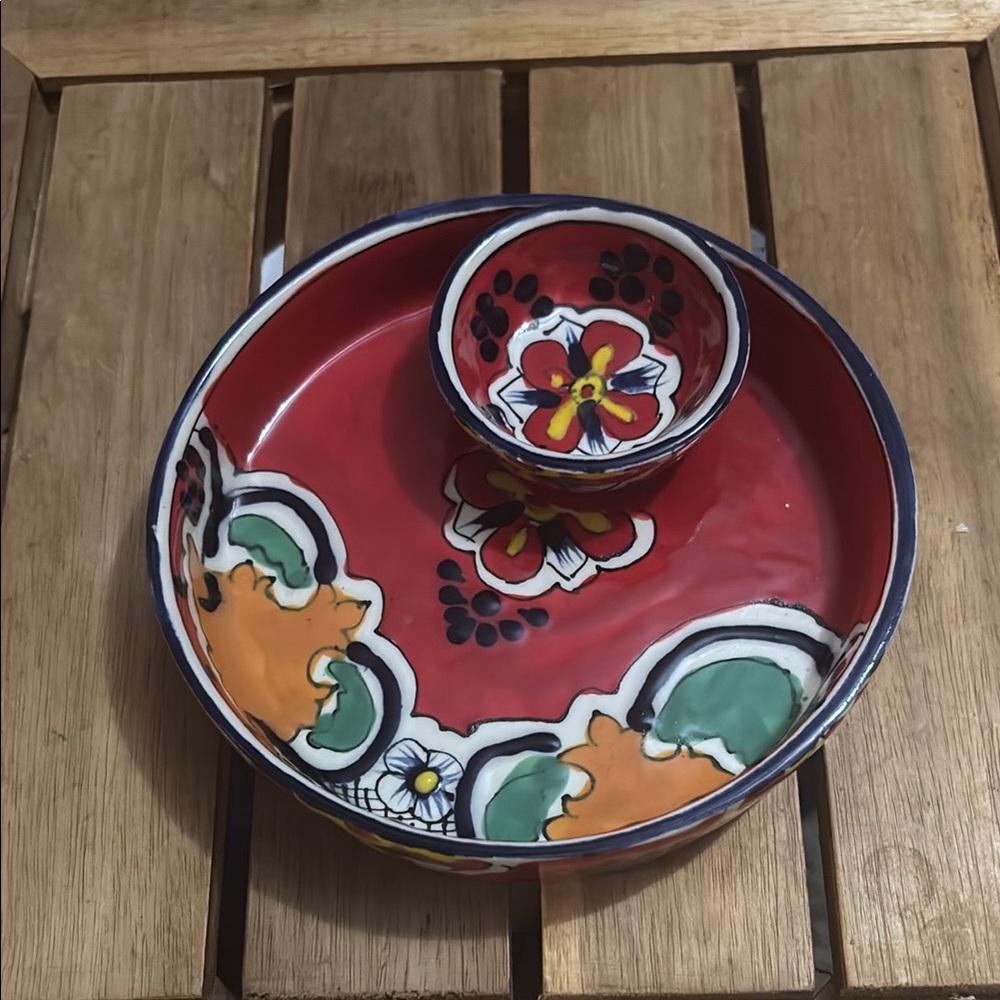 Handcrafted Floral Dinnerware Set - Red and Multicolor